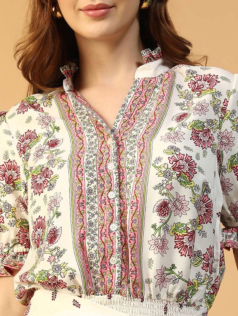 women printed puff sleeve fit & flare dress - 22147513 -  Standard Image - 4