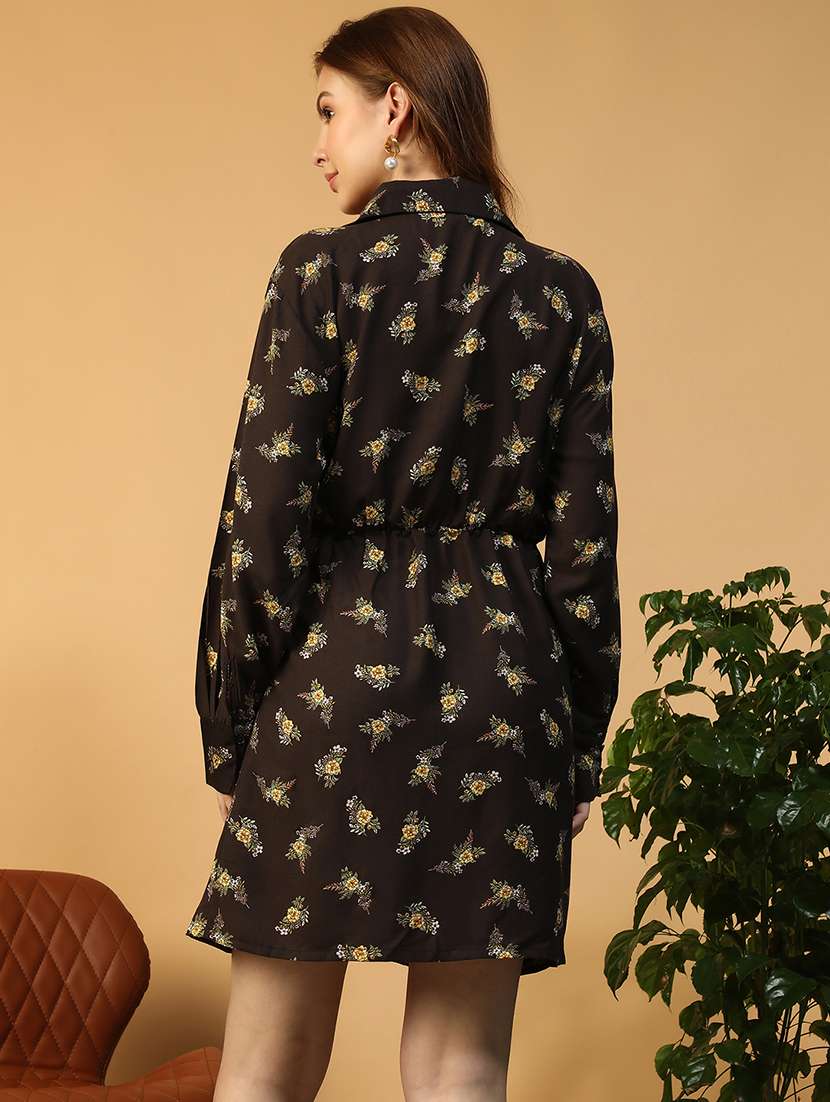 women printed long sleeve wrap dress - 22147518 -  Standard Image - 4