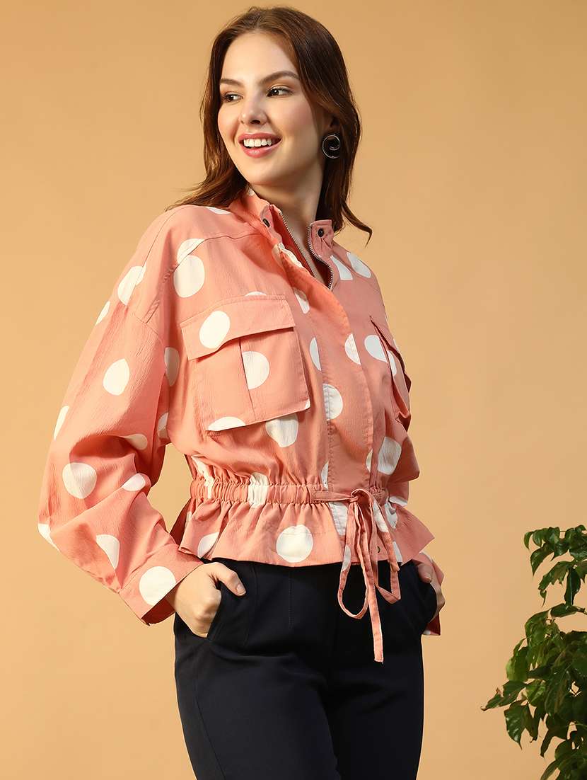 women polka doted long sleeve top - 22147525 -  Standard Image - 1