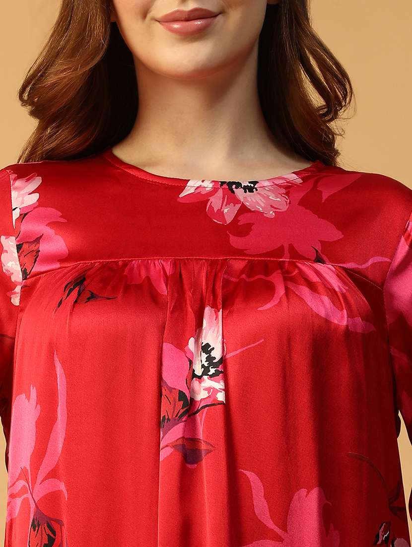 women floral print three quarter sleeve nighty - 22147533 -  Standard Image - 4