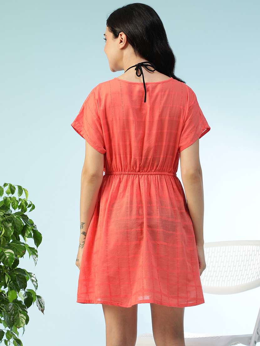 women solid short sleeve a-line dress - 22147538 -  Standard Image - 4