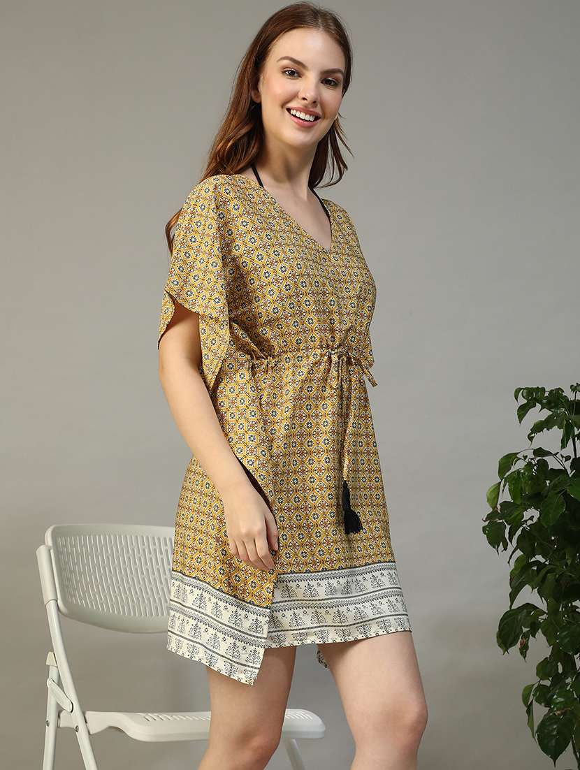 women printed short sleeve beachwear coverup dress - 22147541 -  Standard Image - 1