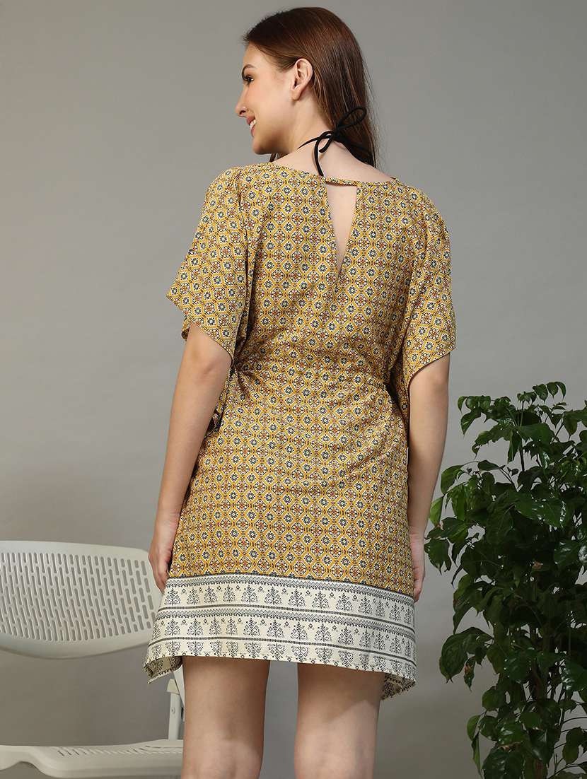 women printed short sleeve beachwear coverup dress - 22147541 -  Standard Image - 4