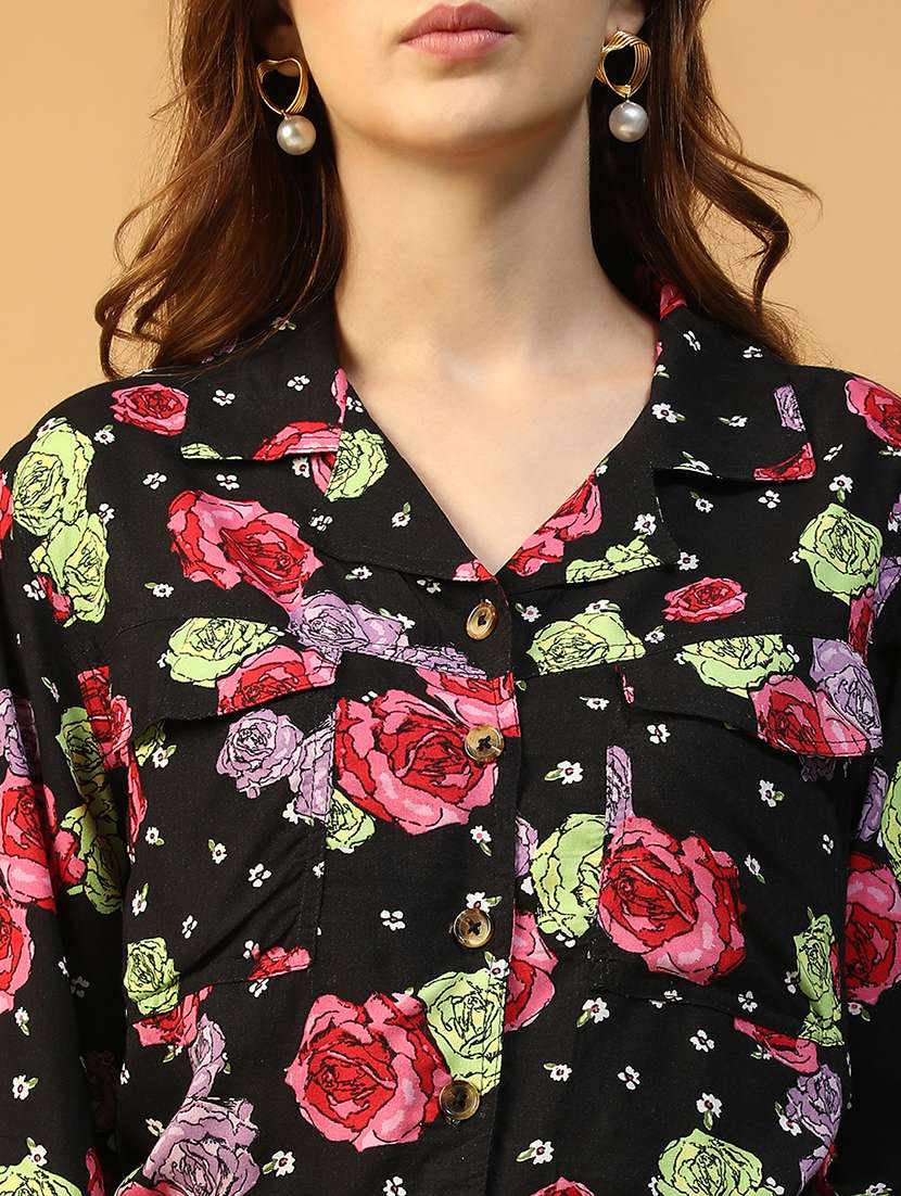 women floral print collared long sleeve jumpsuit - 22147545 -  Standard Image - 4
