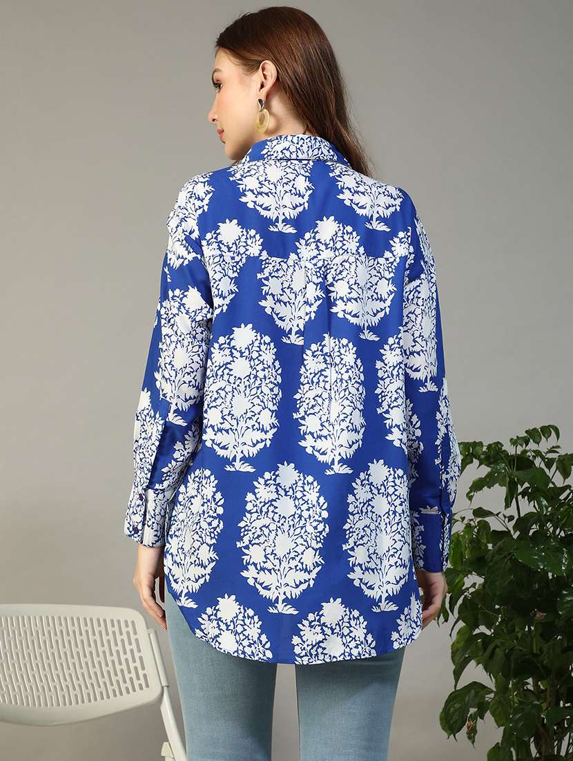 women printed collared long sleeve regular shirt - 22147556 -  Standard Image - 4