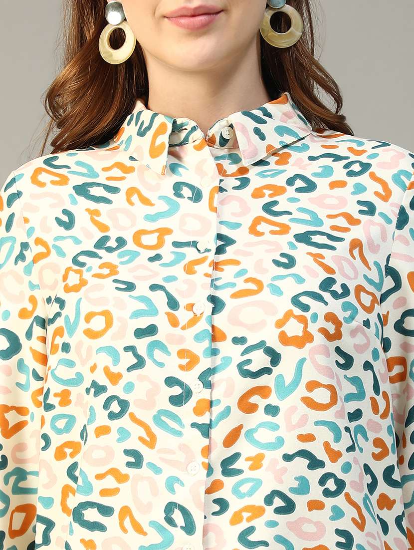 women printed collared long sleeve regular shirt - 22147557 -  Standard Image - 4