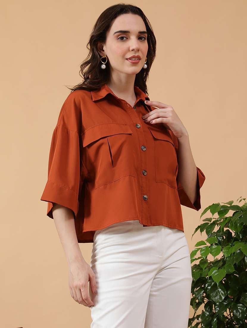 women soldi collared short sleeve boxy shirt - 22147561 -  Standard Image - 1