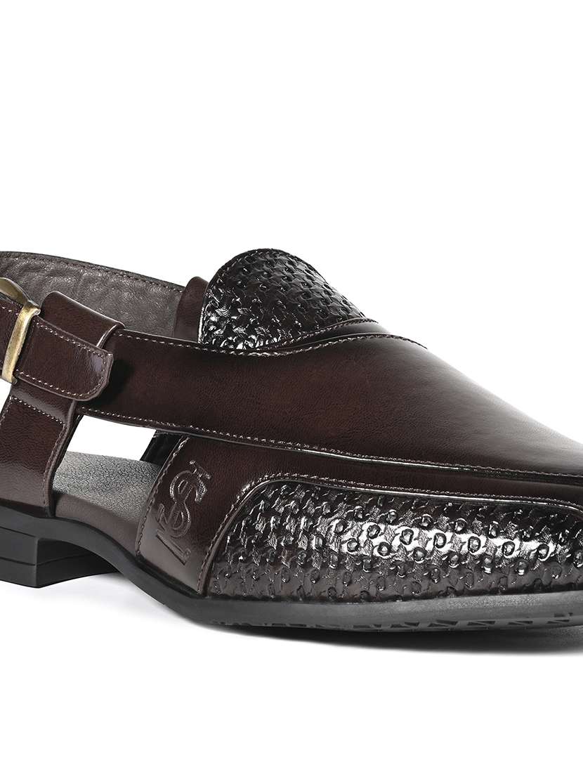 men brown back strap sandal - 22147589 -  Standard Image - 4