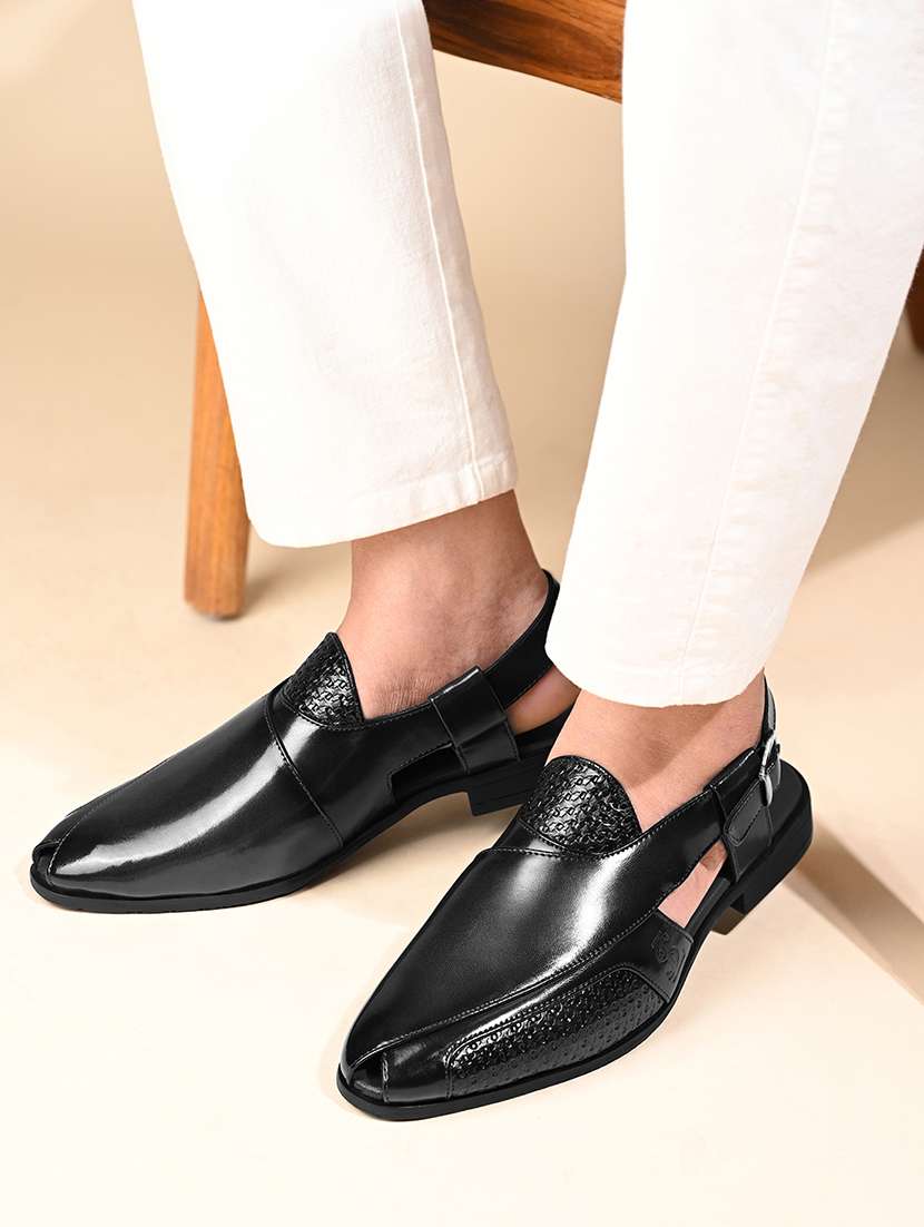 men black back strap sandal - 22147590 -  Standard Image - 1