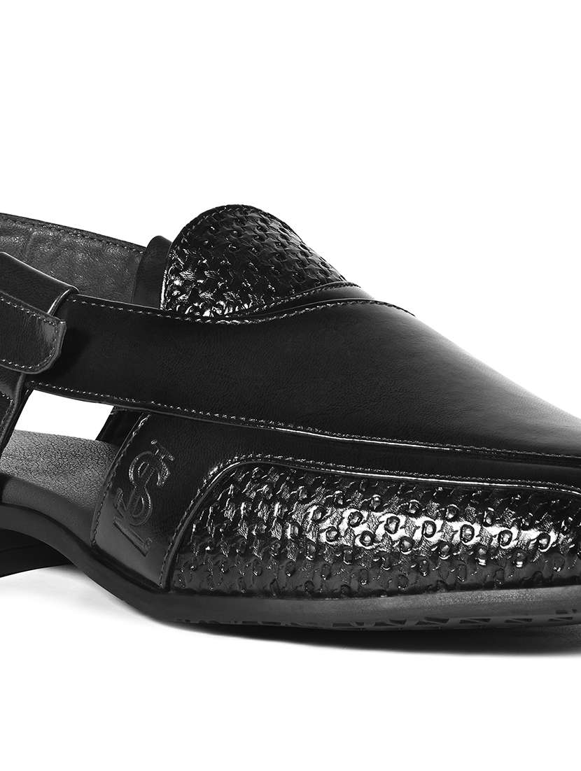 men black back strap sandal - 22147590 -  Standard Image - 4