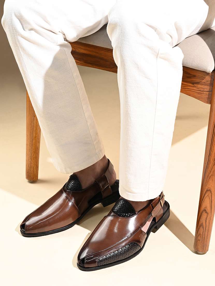 men tan back strap sandal - 22147591 -  Standard Image - 1