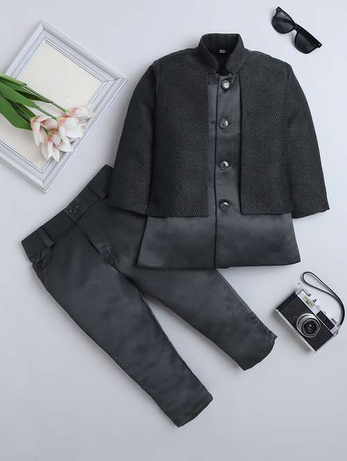 boys self designed long sleeve sherwani set - 22147598 -  Standard Image - 0
