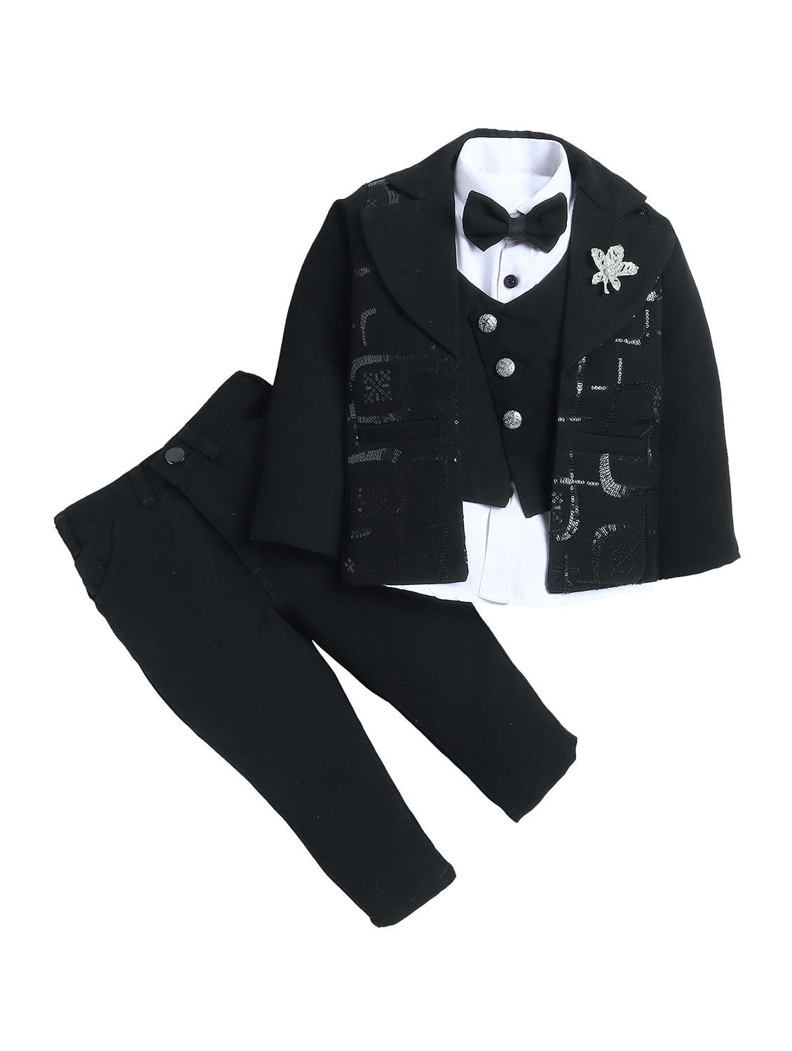 boys self designed blazer and trouser with shirt set - 22147666 -  Standard Image - 1