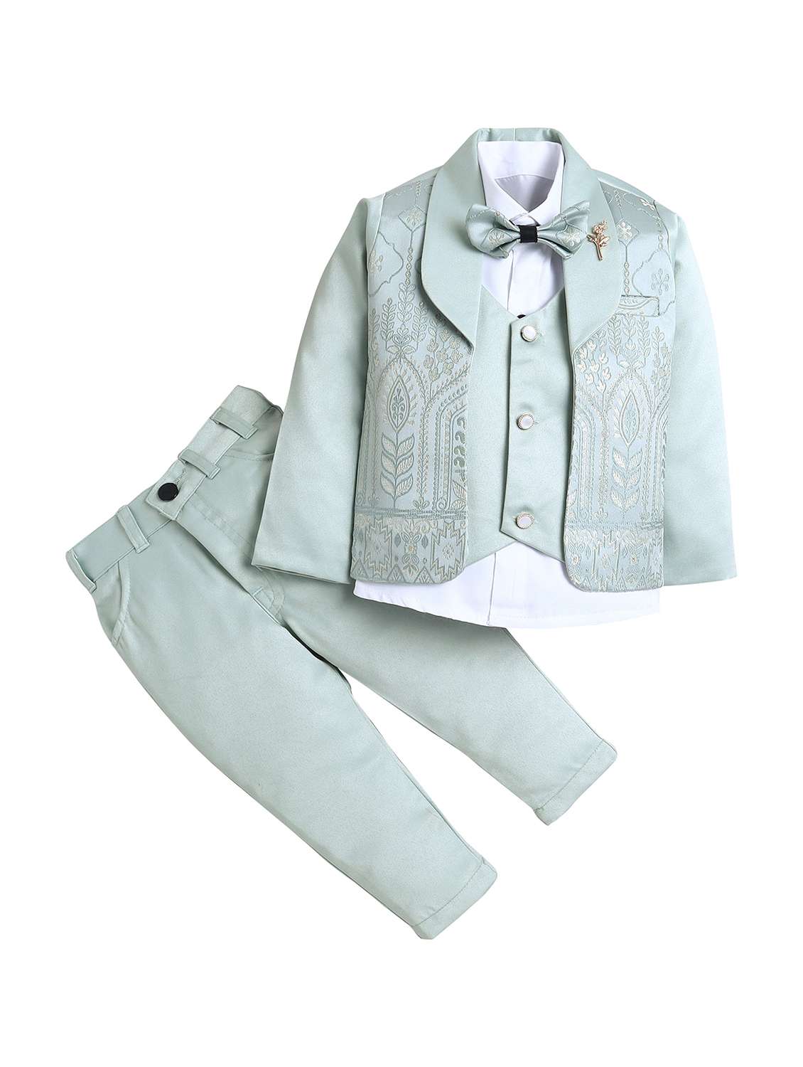 boys self designed blazer and trouser with shirt set - 22147669 -  Standard Image - 1
