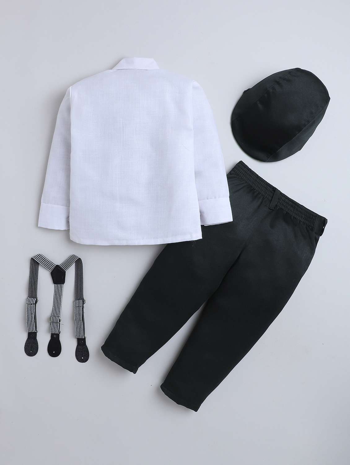 boys solid shirt & trouser with cap set - 22147676 -  Standard Image - 1
