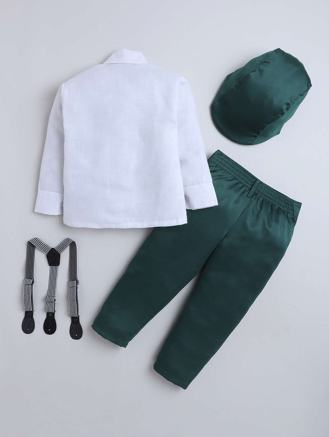 boys solid shirt & trouser with cap set - 22147678 -  Standard Image - 1
