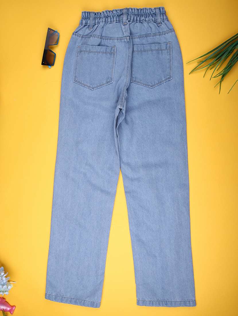girls solid mid rise stright fit jeans - 22147701 -  Standard Image - 1