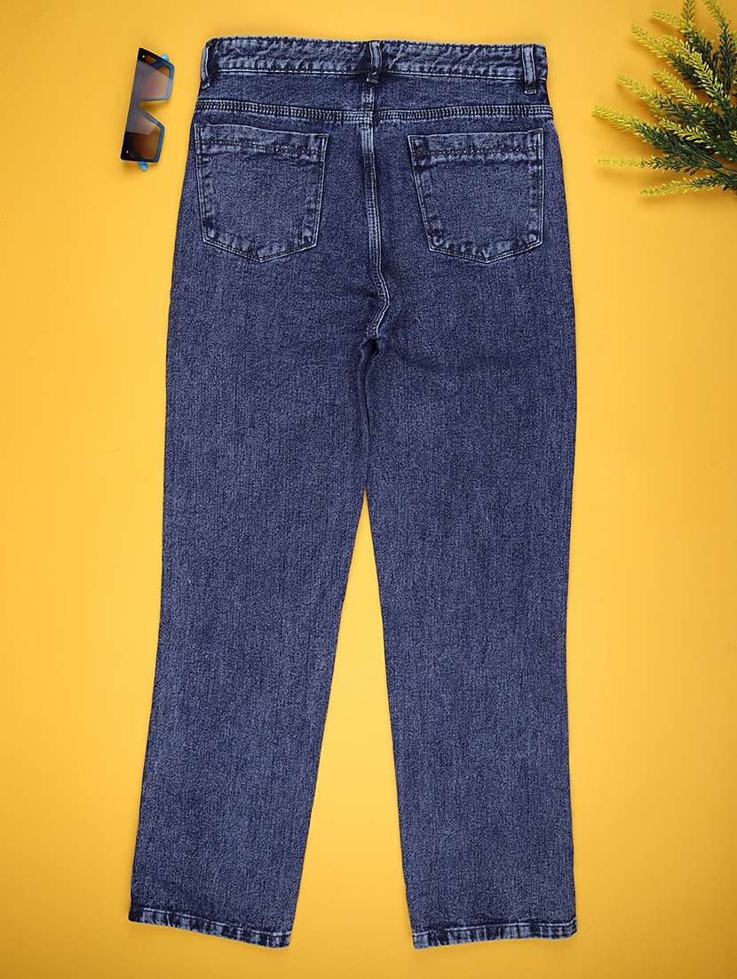 girls solid mid rise straight fit jeans - 22147702 -  Standard Image - 1