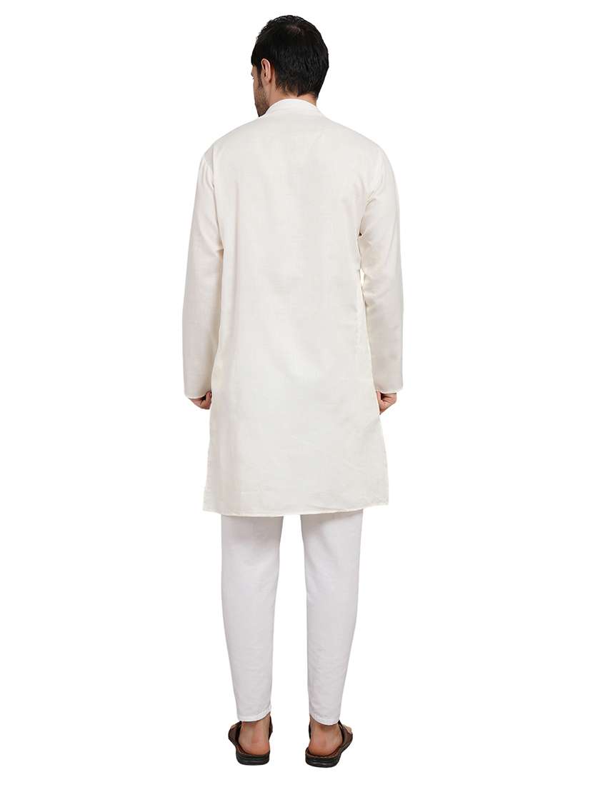 men solid long sleeve kurta with trousers ethnic wear set - 22147726 -  Standard Image - 4