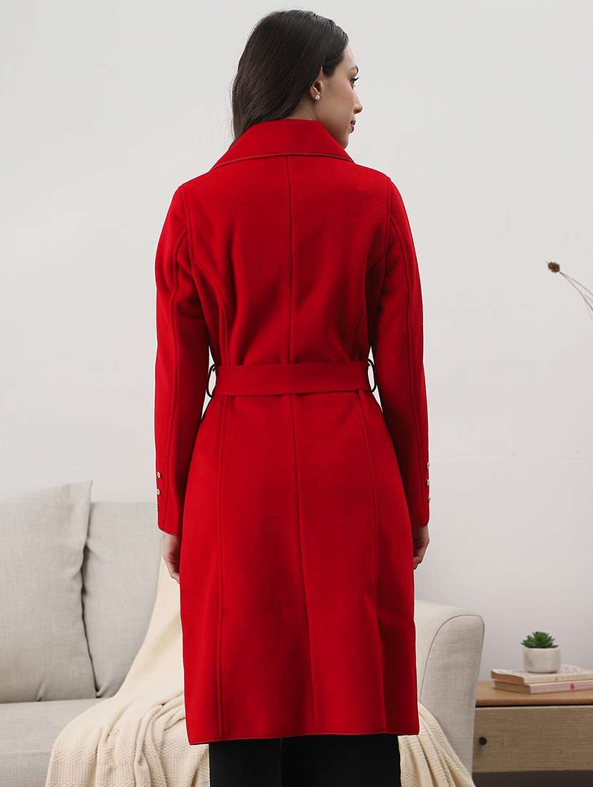 women solid long sleeve trench coat - 22147783 -  Standard Image - 1