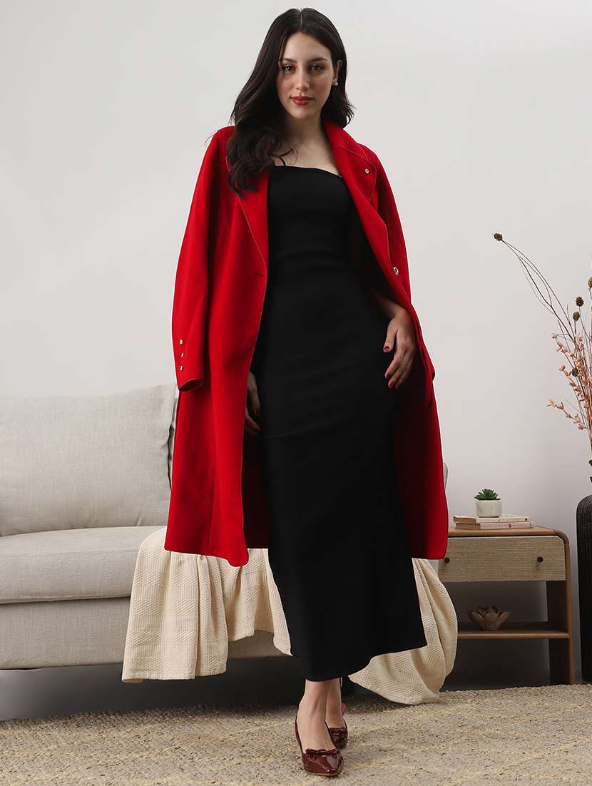 women solid long sleeve trench coat - 22147783 - Standard Image - 4