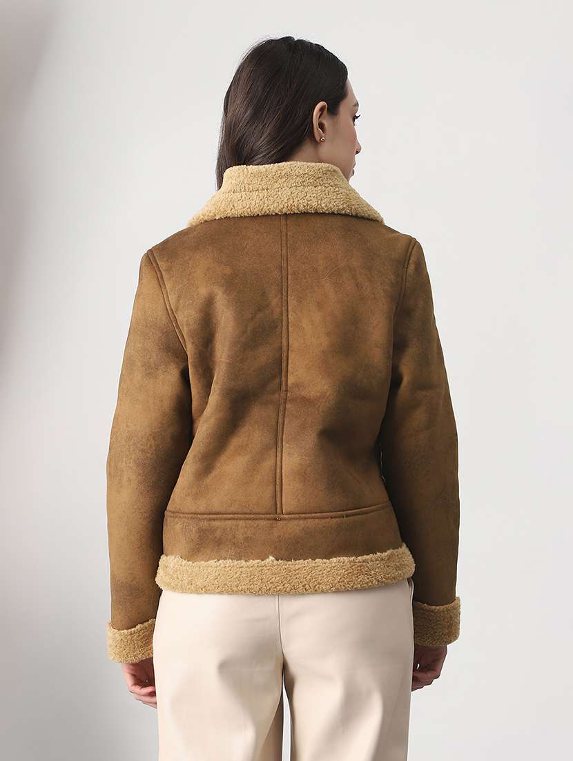 women solid collared long sleeve jacket - 22147784 - Standard Image - 1