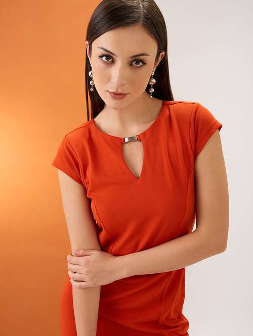 women solid short sleeve sheath dress - 22147791 -  Standard Image - 0