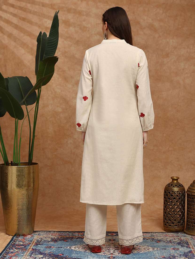 women embroidered bishop sleeve kurta pant set - 22147800 -  Standard Image - 1