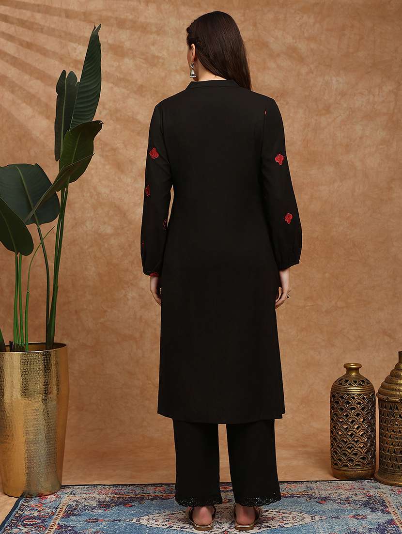 women embroidered long sleeve kurta pant set - 22147801 -  Standard Image - 1