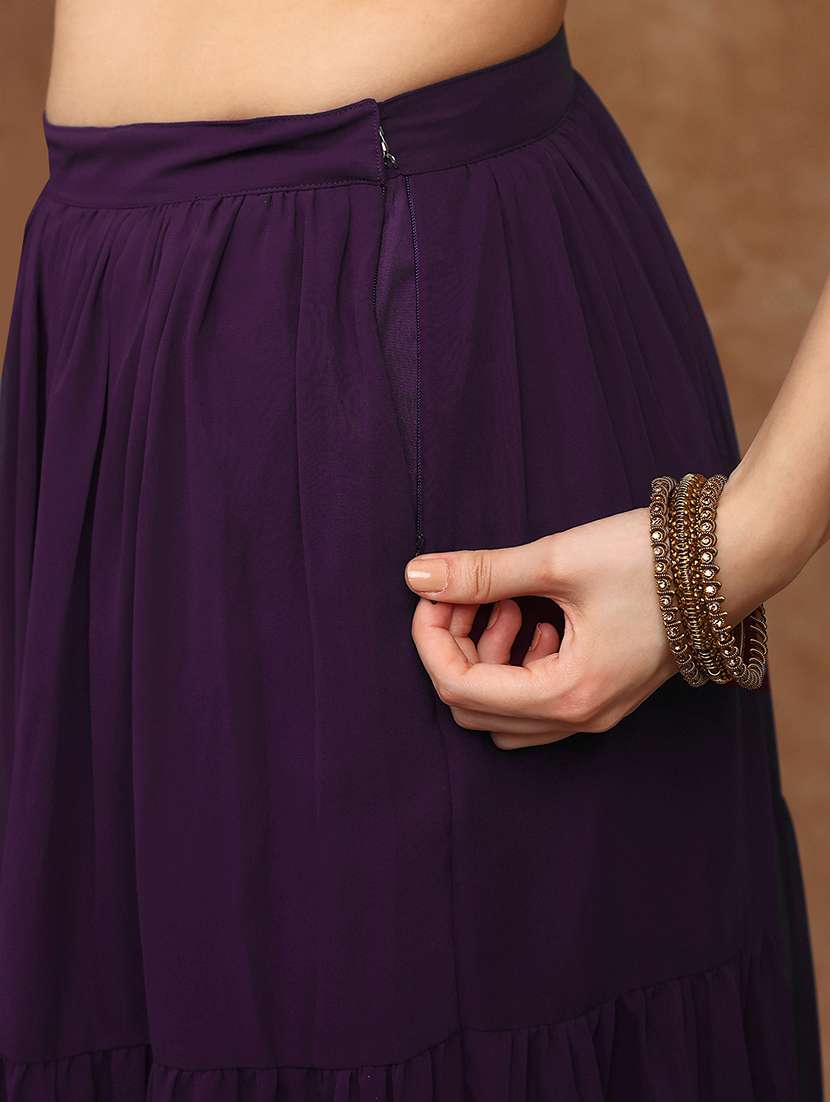 women solid with work sleeveless skirt top set - 22147851 -  Standard Image - 4