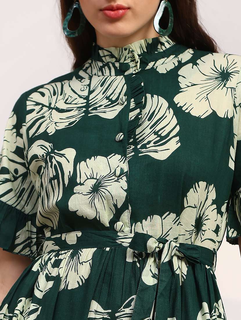 women floral printed short sleeve tiered dress - 22147855 -  Standard Image - 4