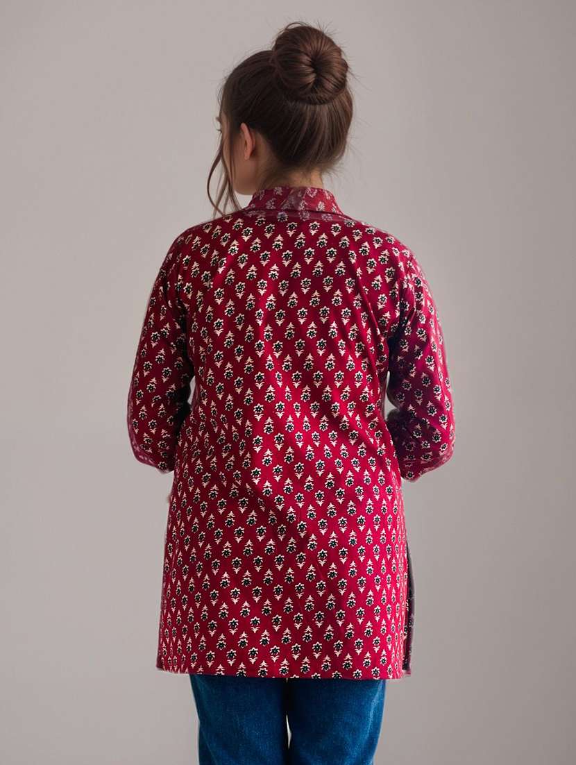 women printed three quarter sleeve straight kurti - 22147960 -  Standard Image - 1