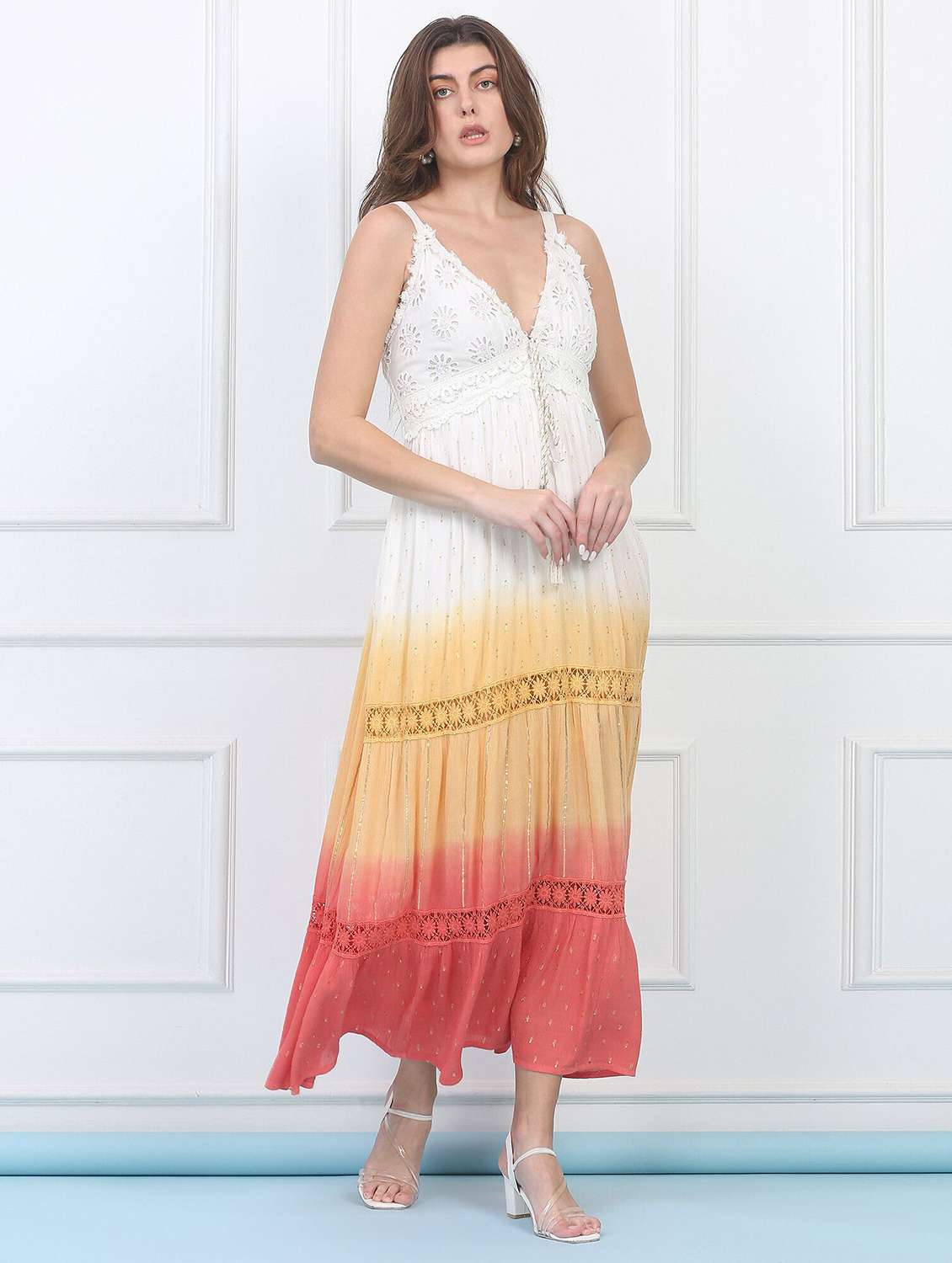 majestic by baani women tiered multicolor maxi dress - 22148050 -  Standard Image - 1