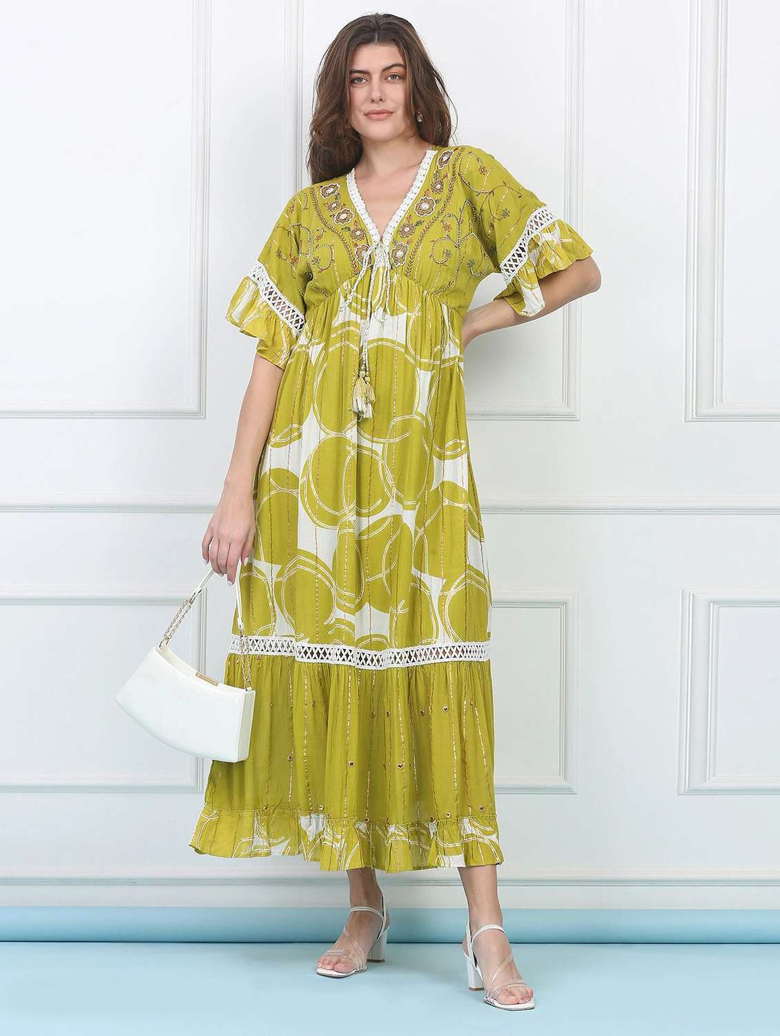 women self designed batwing sleeve tiered dress