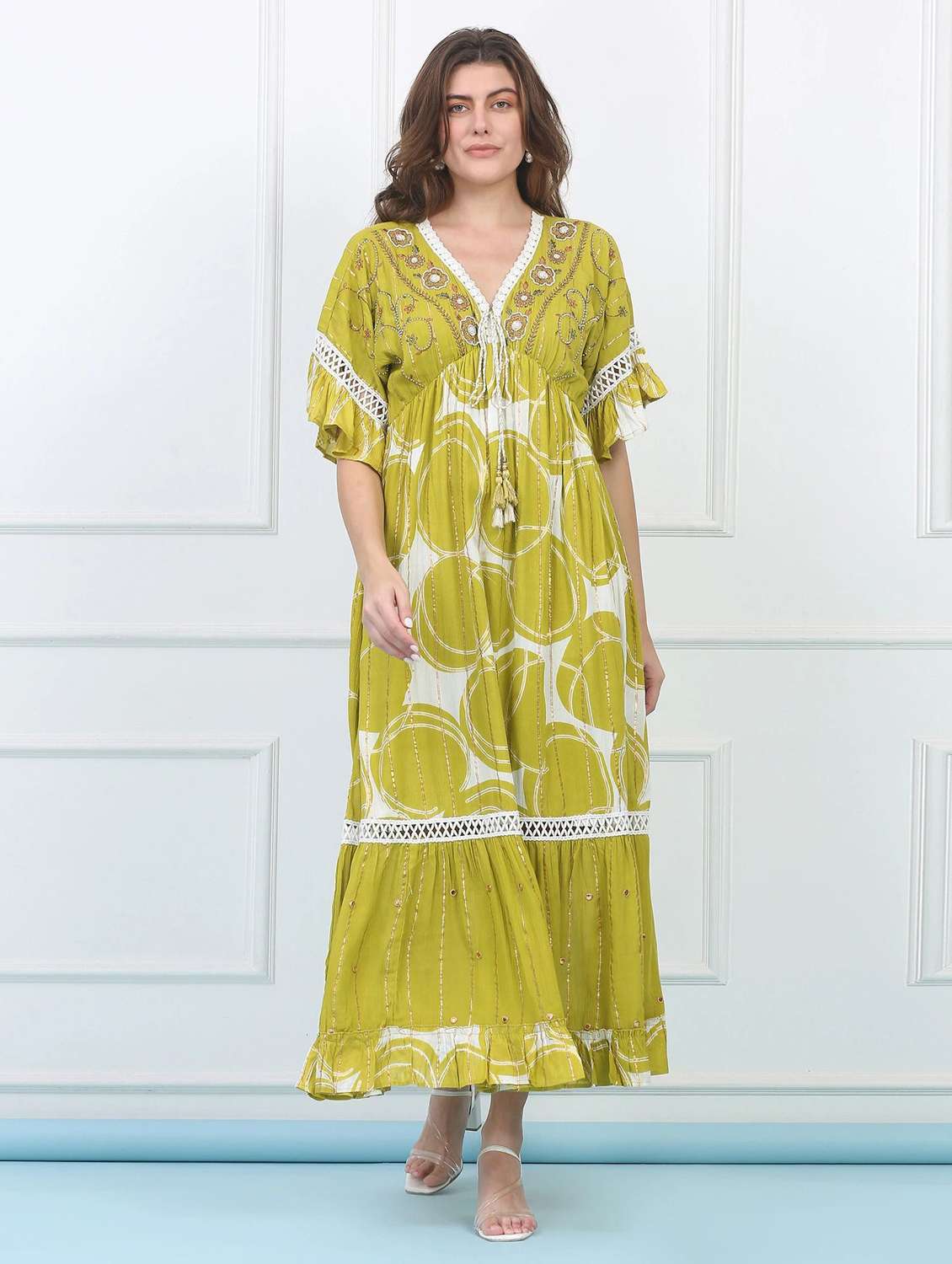 women self designed batwing sleeve tiered dress - 22148064 -  Standard Image - 1