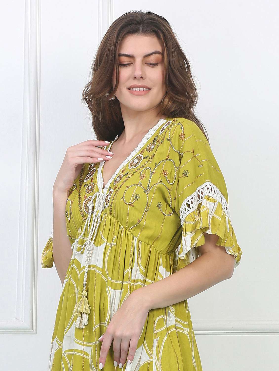 women self designed batwing sleeve tiered dress - 22148064 -  Standard Image - 4