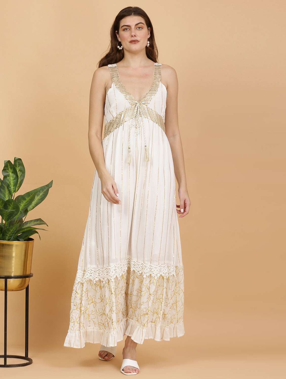 majestic by baani women white maxi length dress - 22148071 -  Standard Image - 1