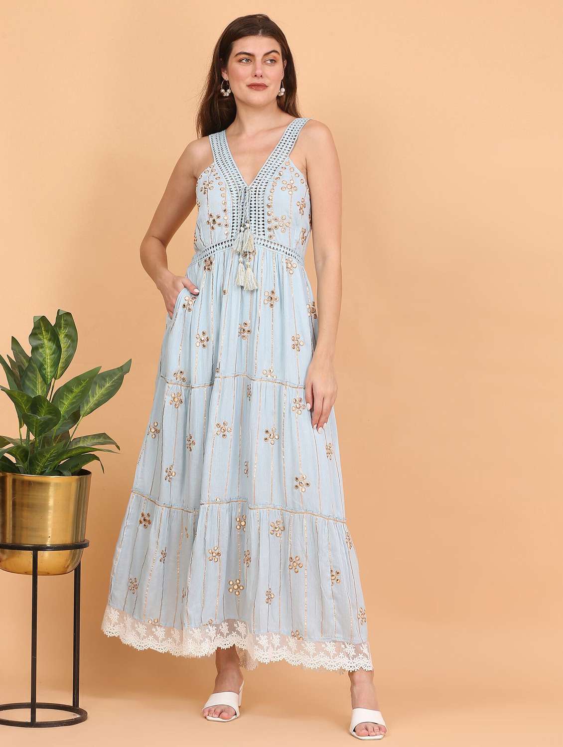 women shoulder strap tiered dress - 22148075 -  Standard Image - 1