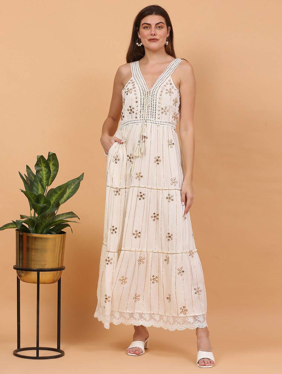 majestic by baani women white maxi length dress - 22148077 -  Standard Image - 1