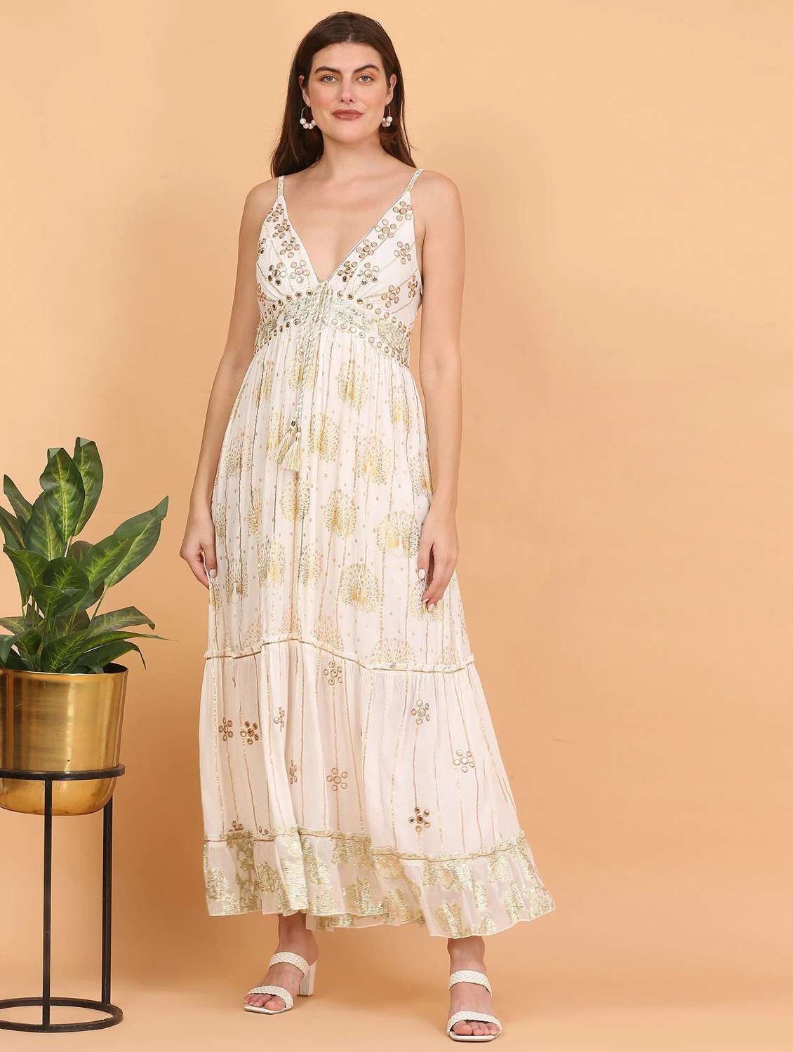 majestic by baani women white maxi length dress - 22148080 -  Standard Image - 1