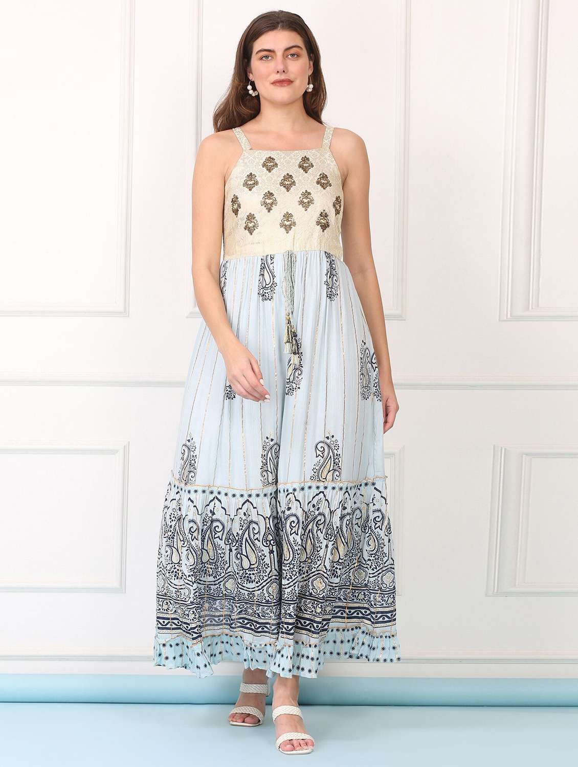 majestic by baani women blue maxi length dress - 22148081 -  Standard Image - 1