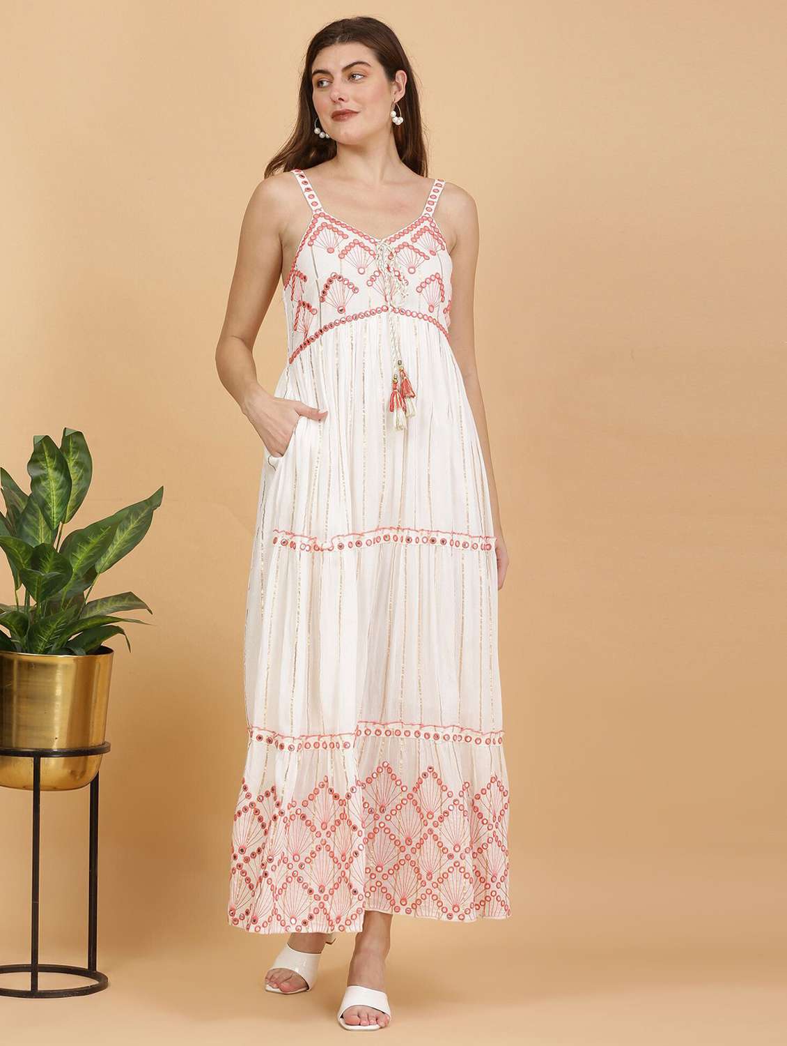 majestic by baani women tiered red maxi length dress - 22148085 -  Standard Image - 1