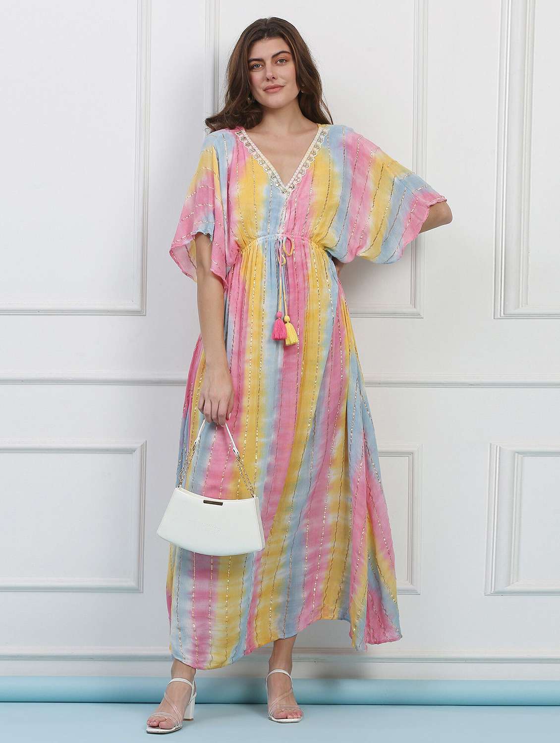 majestic by baani women kaftan multicolor maxi length dress