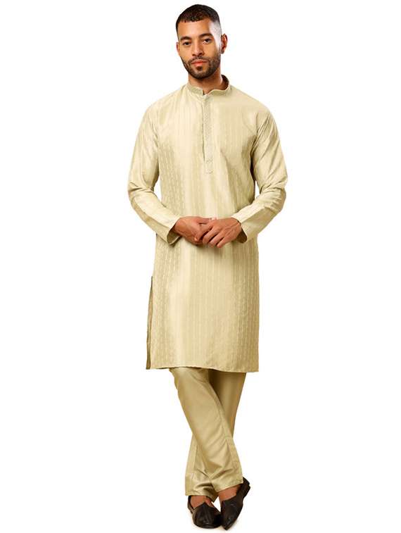 men self design long sleeve kurta with trousers ethnic wear set - 22148124 -  Standard Image - 1