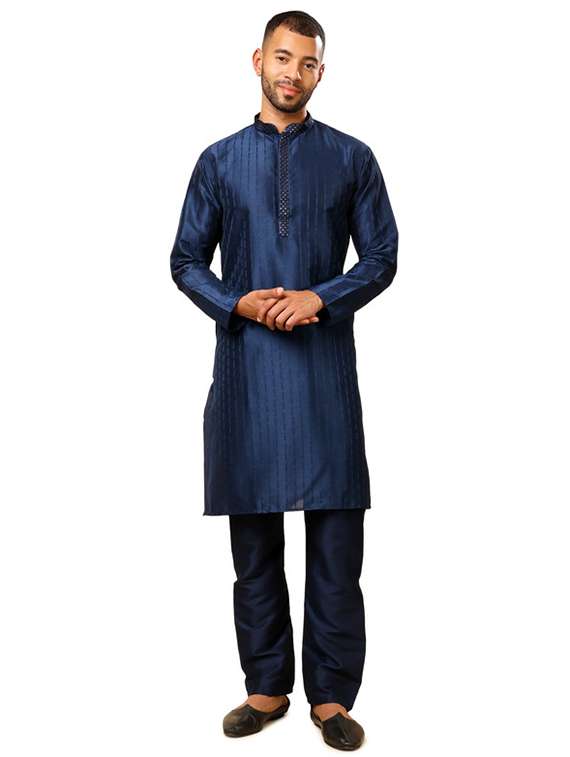 men self design long sleeve kurta with trousers ethnic wear set - 22148128 -  Standard Image - 1