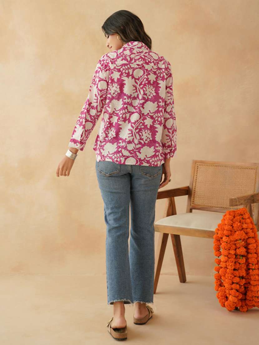 women printed long sleeve collared regular shirt - 22148139 -  Standard Image - 4