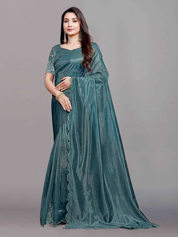 women solid plain saree with blouse - 22148154 -  Standard Image - 1