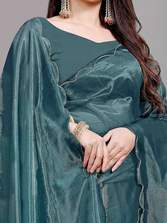 women solid plain saree with blouse - 22148154 -  Standard Image - 4