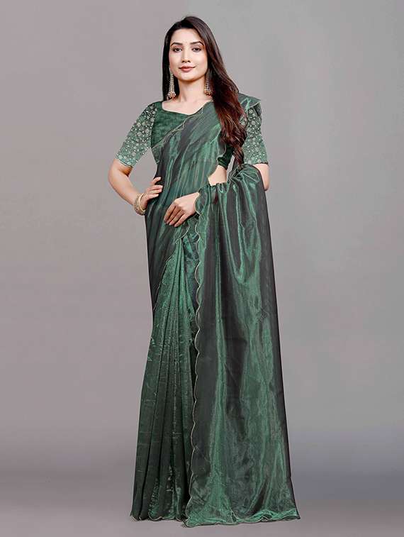 women solid plain saree with blouse - 22148156 -  Standard Image - 1