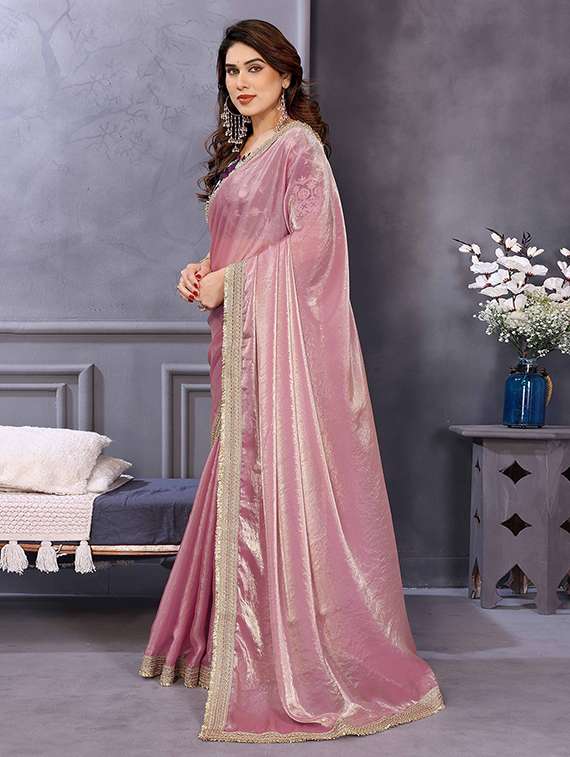 women solid with bordered saree with blouse - 22148166 -  Standard Image - 1